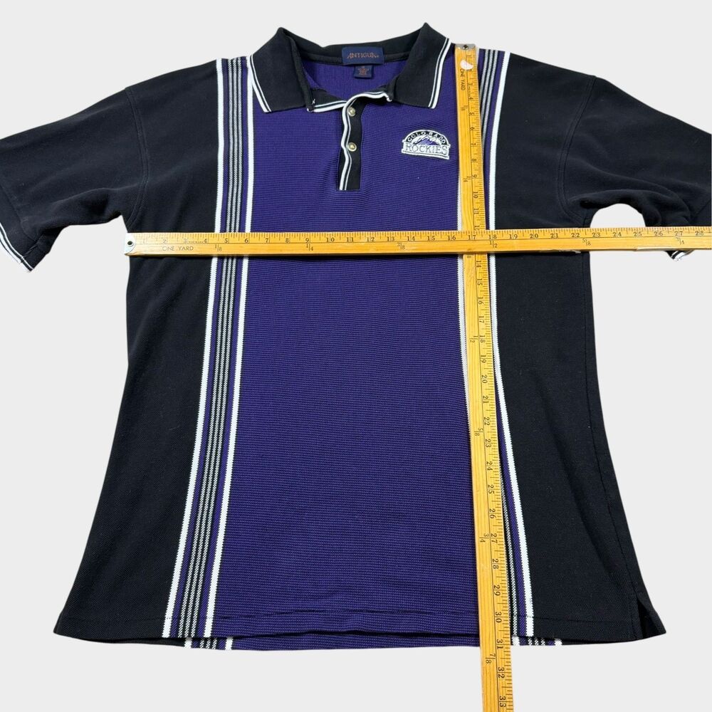 Vintage Colorado Rockies Antigua Polo Shirt Mens XL MLB Baseball Purple Stripe - Picture 8 of 8